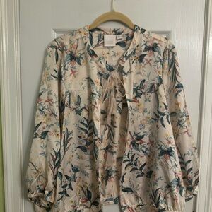 LC Lauren Conrad Floral Blouse-Jacket with Tie-Front